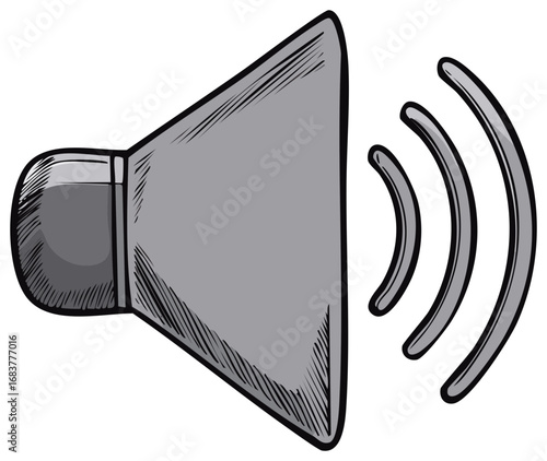 Speaker with Sound Waves Sketch Illustration Showing Music Volume or Audible Warning