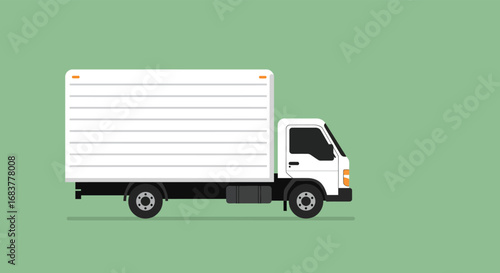 Illustration of a white delivery truck, showcasing vehicle design for transport and logistics, isolated on white background