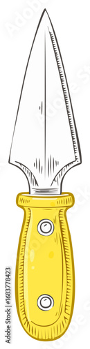 Hand-drawn illustration of a garden trowel for planting and cultivating.