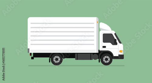 Illustration of a white delivery truck, showcasing vehicle design for transport and logistics, isolated on white background