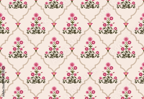 Vector Hand drawn colourful geometric flowers Motifs African boho paisley, seamless patterns with floral for fabric Ethnic Indian Pattern, textiles, clothing, wrapping paper, backdrop, banner.
