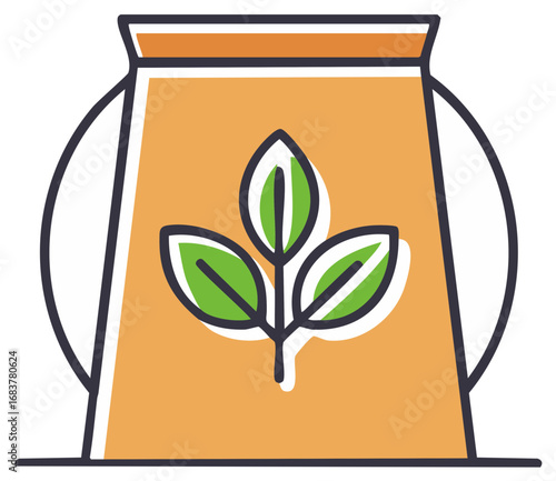 Plant Food Sack Iconography, Germination, Green Seedling Nutrients Symbol
