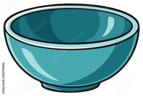 Illustration of an Empty Ceramic Bowl Kitchenware Serving Dish Tableware
