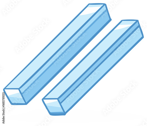 Two light blue parallel rectangular bar shapes abstract illustration