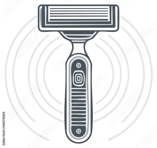 Modern electric shaver with sensory vibration waves illustrating advanced technology for a close shave