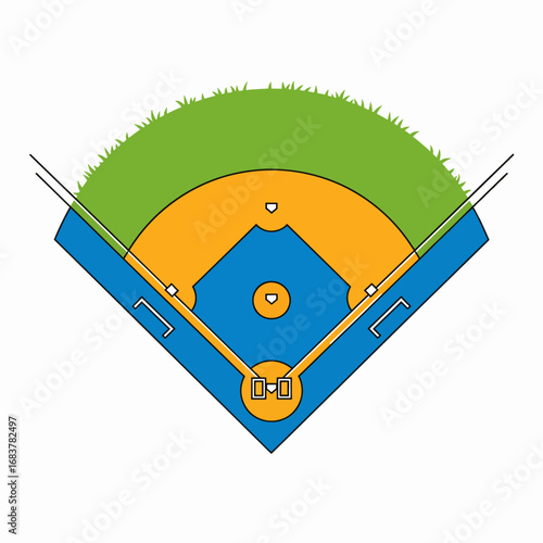 Aerial View of a Baseball Diamond and Outfield Grass Field