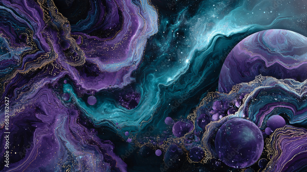 Obraz premium Abstract fractal patterns and shapes. Infinite universe.Mysterious psychedelic relaxation pattern. Marble texture.