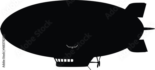 Retro zeppelin silhouette vintage aircraft aviation transportation vector