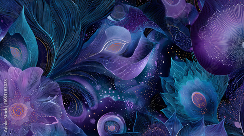 Abstract fractal patterns and shapes. Infinite universe..Mysterious psychedelic relaxation pattern. Dynamic flowing natural forms. Sacred geometry.Mystical spirals.