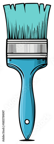 Illustration of an Isolated Aquamarine Paintbrush with Clean Handle and Bristles