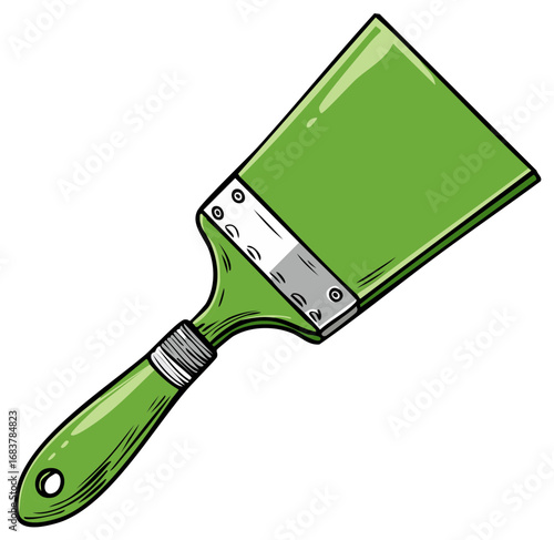 Green Paintbrush Cartoon Illustration