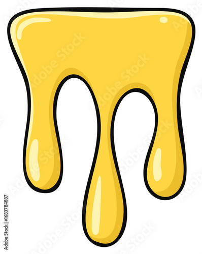 Cartoon style golden yellow dripping liquid food illustration