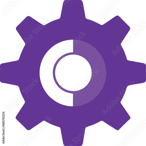 Purple gear with a circular progress indicator