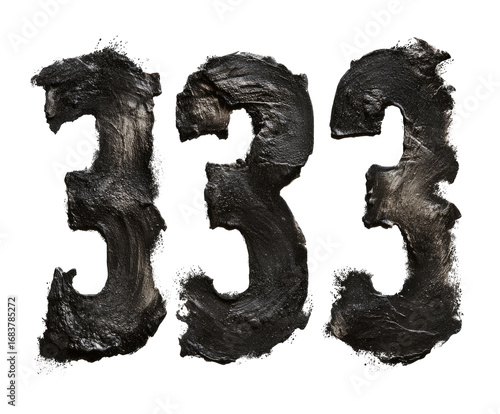 Dark, textured, stylized number 333