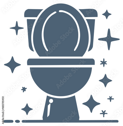 Fresh And Clean Toilet Icon With Sparkles Representing Bathroom Hygiene And Sanitization