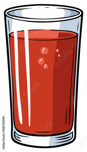 Glass Filled With Red Juice Drink Graphic Cartoon Illustration
