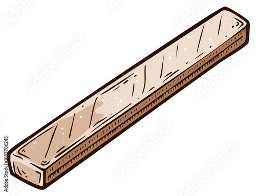Crispy Sweet Wafer Stick with Textured Surface and Simple Outline Drawing