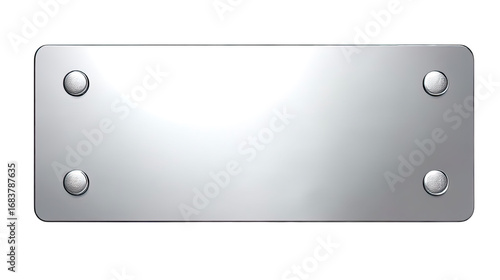Polished Silver Metallic Plaque with Rounded Corners and Four Decorative Textured Rivets