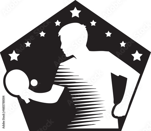 Table Tennis Player Silhouette for Sport Competition and Recreation