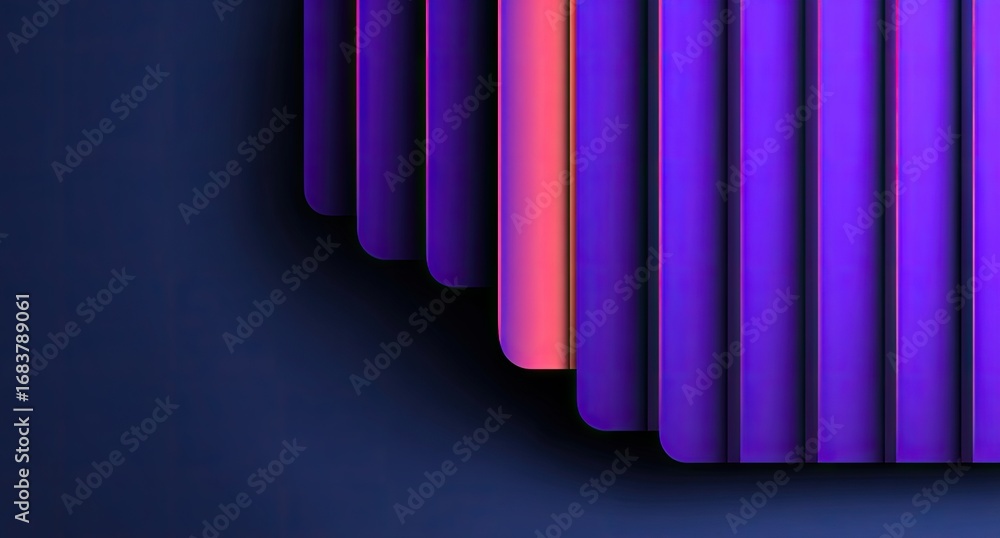 Fototapeta premium Layered, vibrant purple and pink shapes create a dynamic, geometric design.