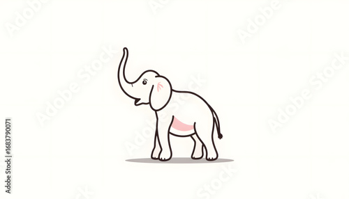 Cute cartoon elephant standing playfully, joy and innocence