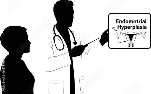 Illustration of a doctor explaining about Endometrial Hyperplasia
