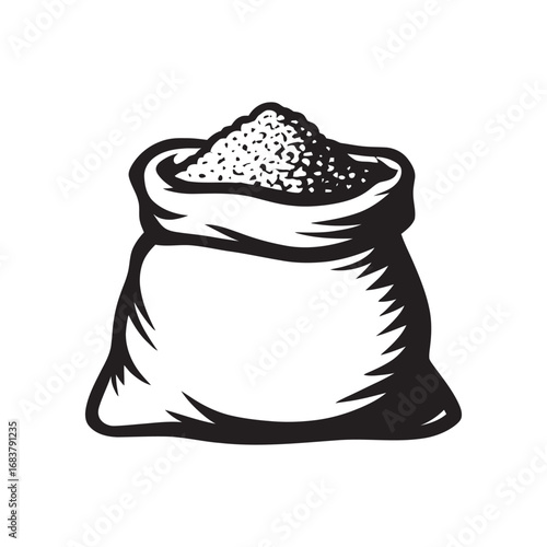 Bag of granulated sugar, illustration of sweetening ingredient, 100% vector graphic