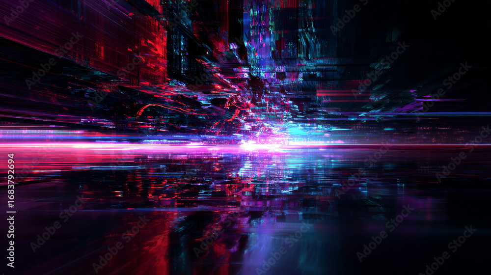 Obraz premium Glitch patterns .Abstract background with TV screen distortion effect, random horizontal color lines for design concepts, posters, wallpapers, presentations and prints. 