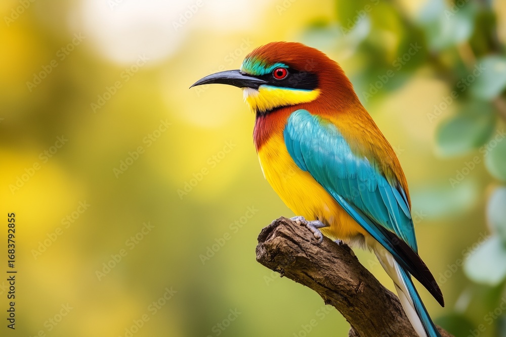 Obraz premium Vibrant and Colorful Bird Perched on a Branch