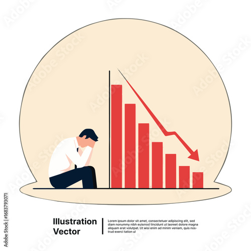 Businessman distressed by steep financial market decline, illustrating economic crisis and professional stress