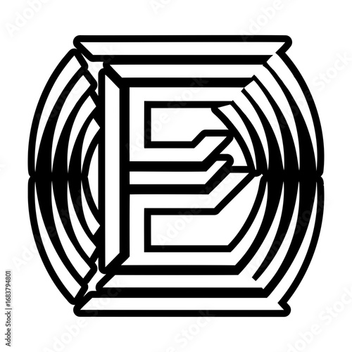 Elegant letter e symbol crafted in solid style