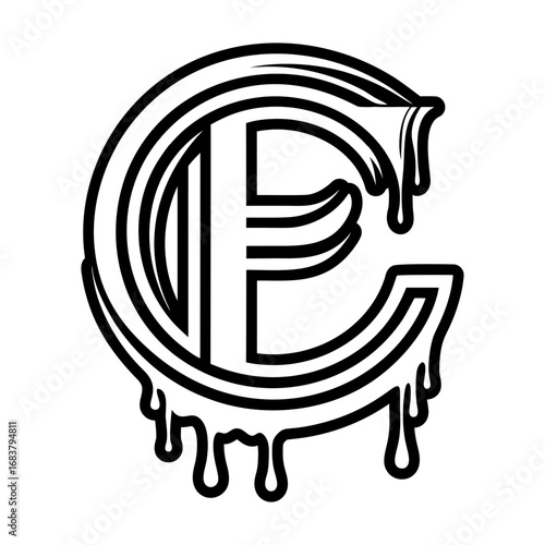 Glyph style elegant letter e monogram
