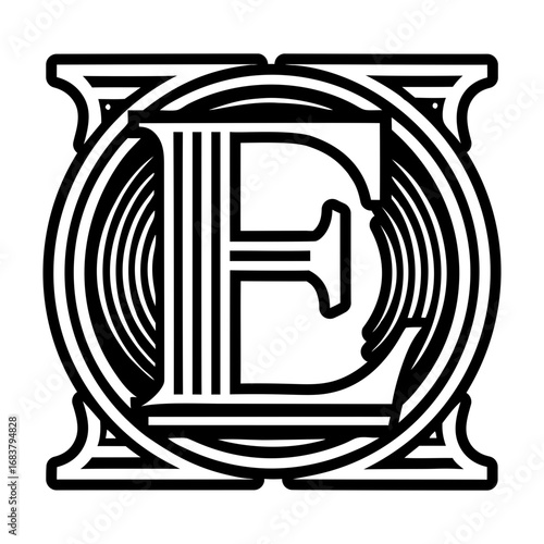 Abstract e alphabet logo in glyph style