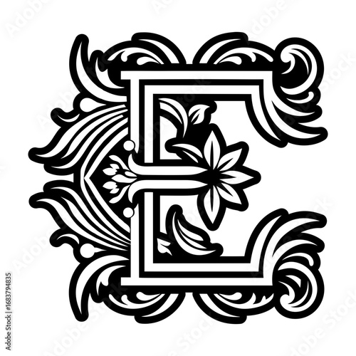 Minimalistic letter e logo in solid style