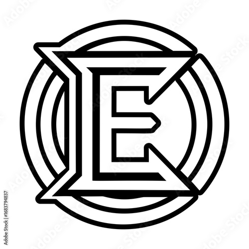 Letter e monogram in filled style