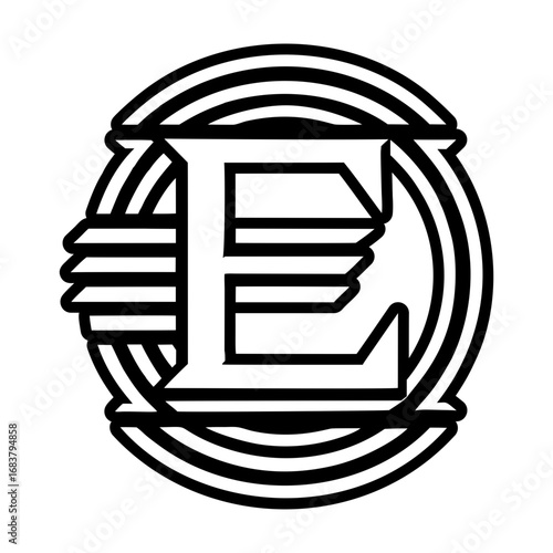 Abstract e alphabet logo in glyph style