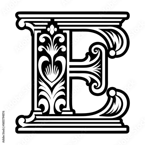 Minimalistic letter e logo in solid style