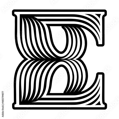 Abstract e alphabet logo in glyph style