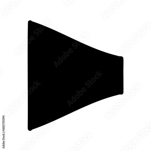 Solid black megaphone shape for broadcasting messages and public announcements widely