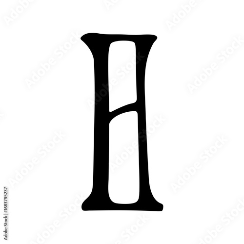 Elegant Black Letter H with Serif Details on White Background Design