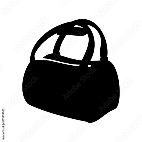 Monochrome silhouette of a stylish dome bag with double handles design