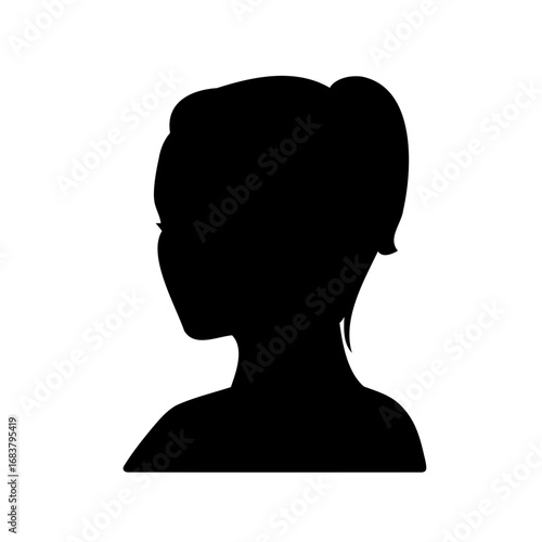 Silhouette of a woman with her hair up in a bun design