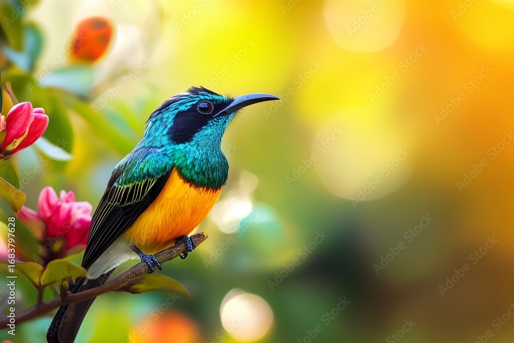 Fototapeta premium Colorful Hummingbird Perched on a Branch