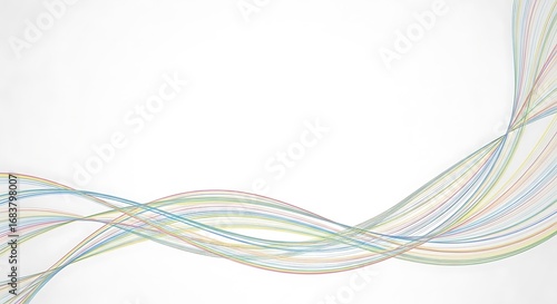 Abstract multicolored flowing lines on a white background, elegant design