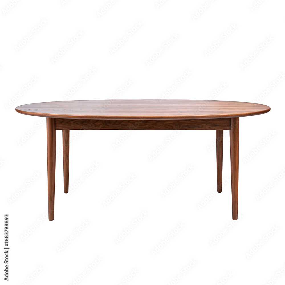 Fototapeta premium Oval wooden dining table isolated on transparent background