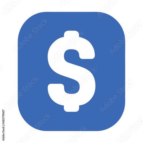 Blue square icon with white dollar sign