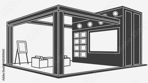 Trade show booth design and exhibition stand construction for product display and marketing event design