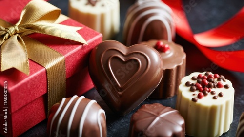 Fotografi Indulge in the sweetness of valentines day with delicious chocolate treats and a