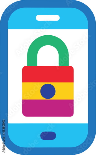Smartphone with a colorful padlock icon symbolizing security and privacy