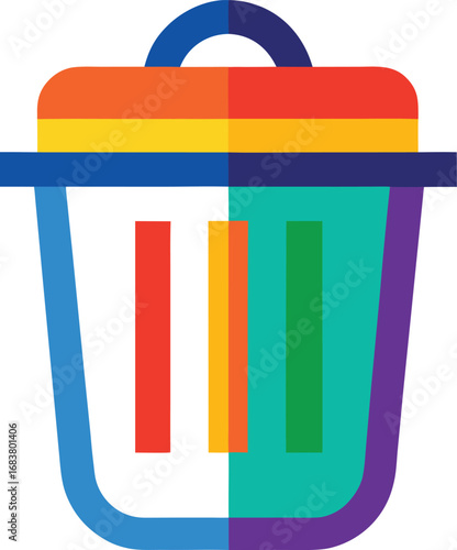 Colorful trash can icon